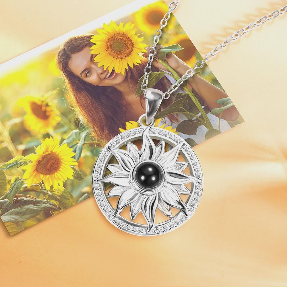 Custom Sunflower Projection Necklace