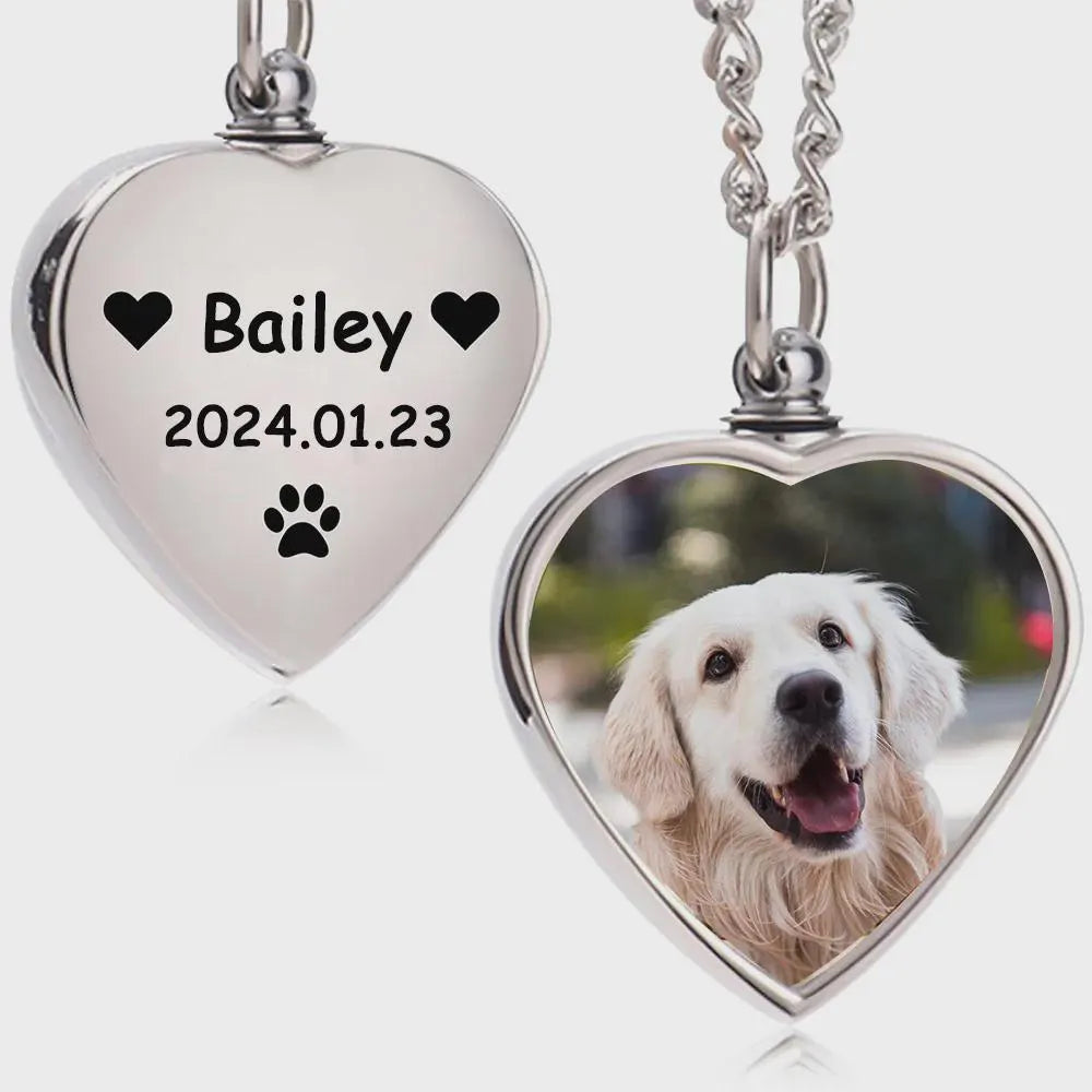 Custom Pet Photo Urn Heart Necklace