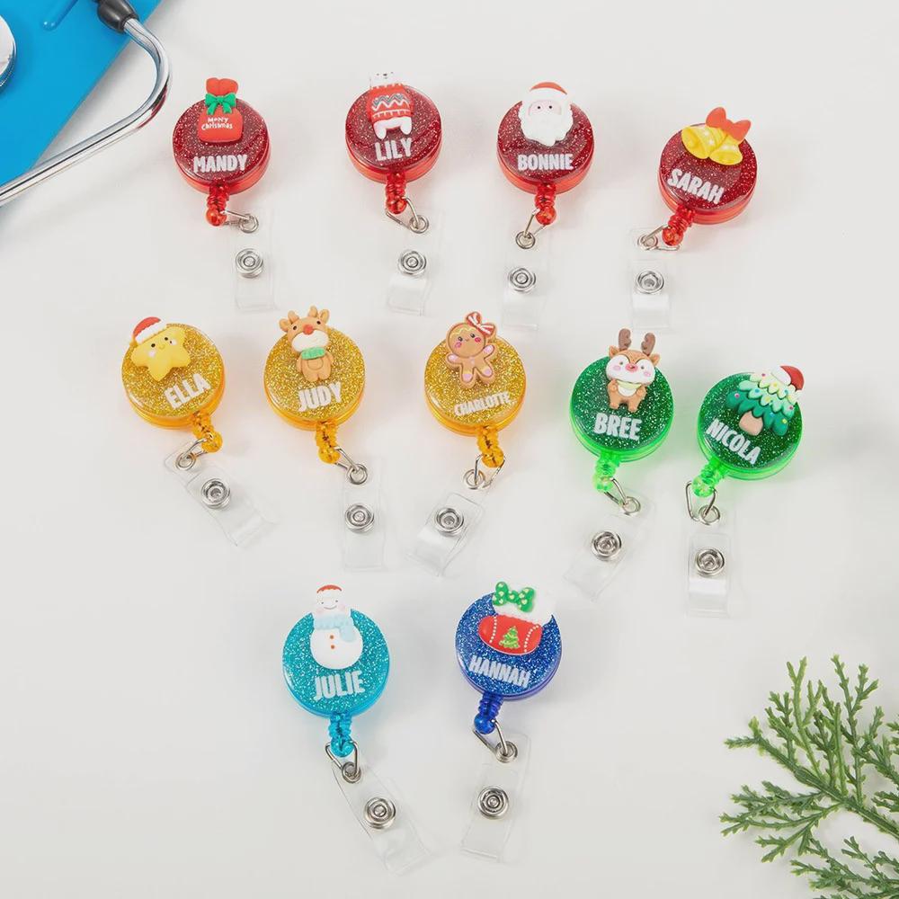 Custom Name Christmas Glitter Badge Reel