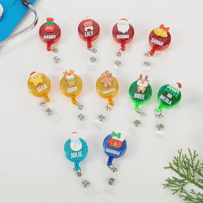 Custom Name Christmas Glitter Badge Reel
