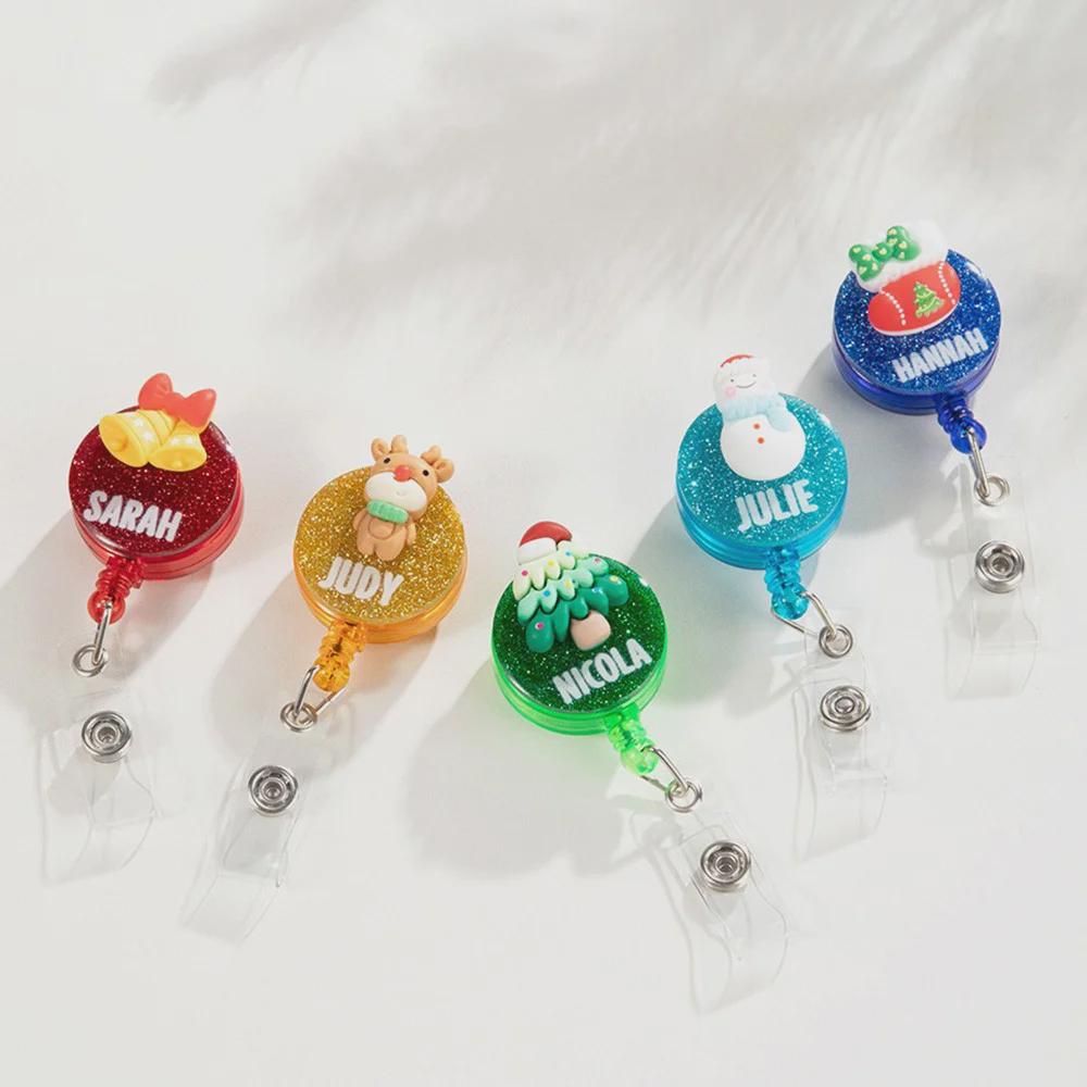 Custom Name Christmas Glitter Badge Reel