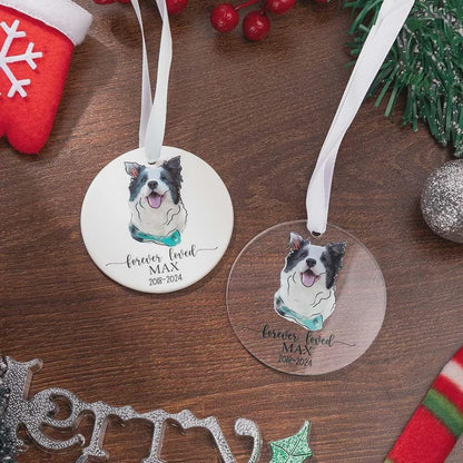 Custom Round Pet Portrait Christmas Tree Ornament