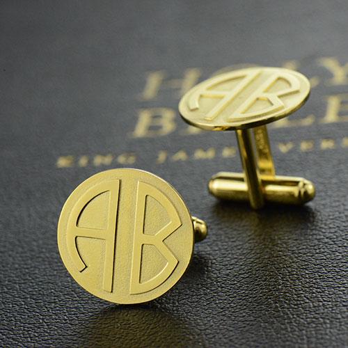 Custom Initial Disc Block Monogrammed Cufflinks for Men