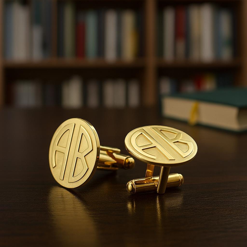 Custom Initial Disc Block Monogrammed Cufflinks for Men