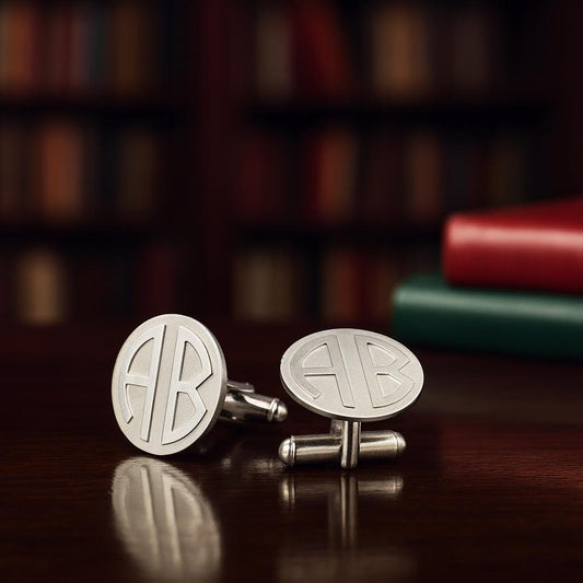 Custom Initial Disc Block Monogrammed Cufflinks for Men