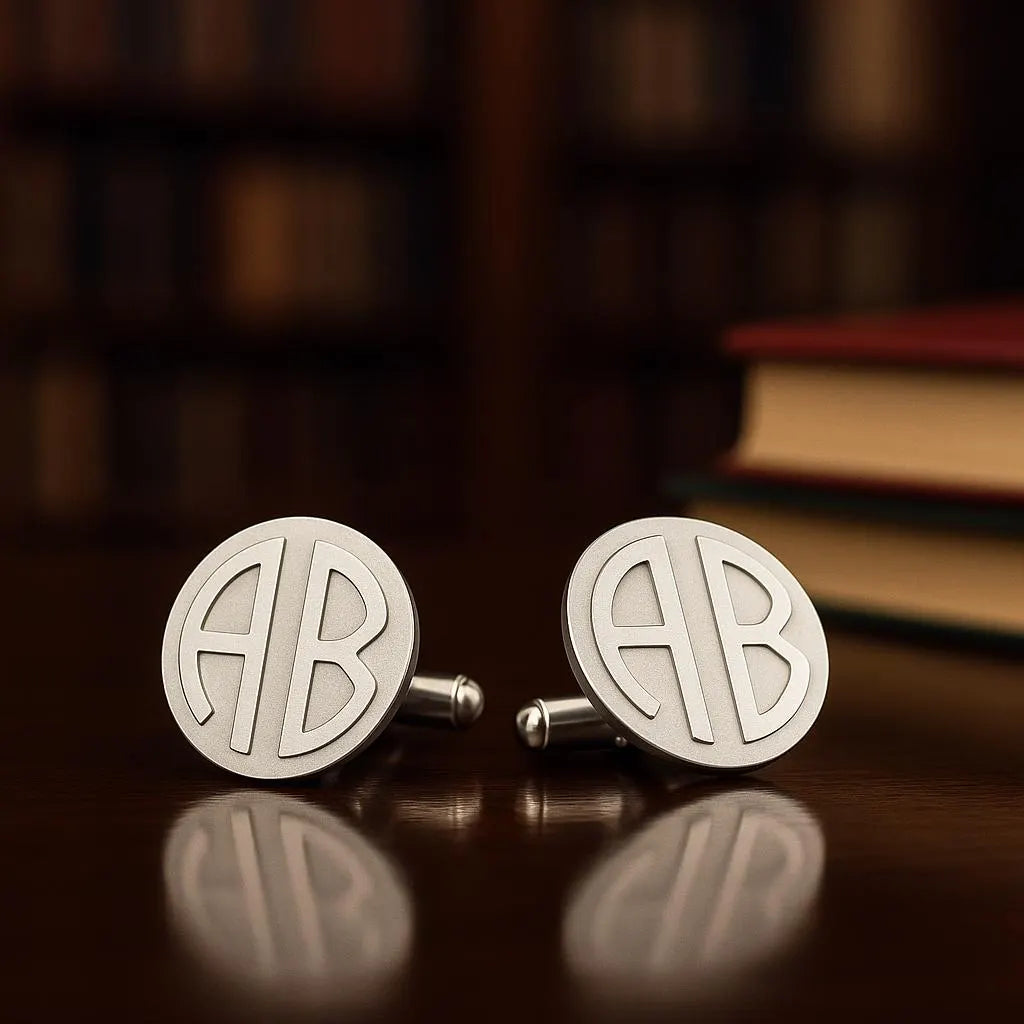 Custom Initial Disc Block Monogrammed Cufflinks for Men