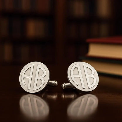 Custom Initial Disc Block Monogrammed Cufflinks for Men