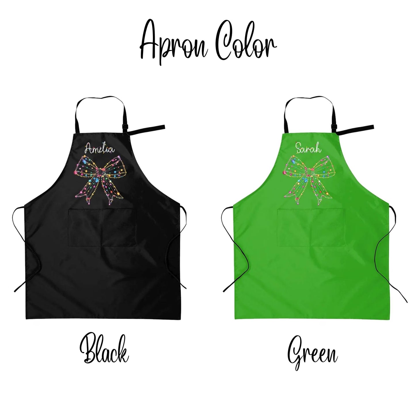 Christmas Light Coquette Bow Custom Holiday Kitchen Apron