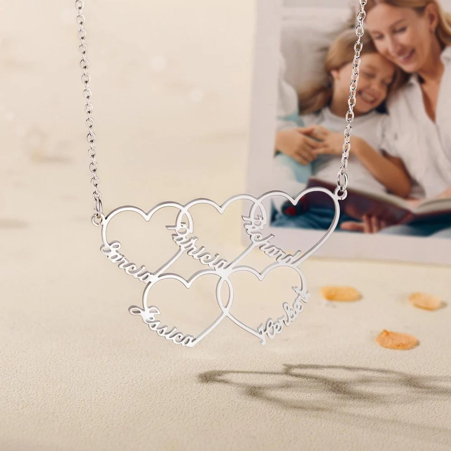 Multiple Interlocking Hearts Name Necklace