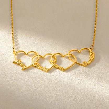 Multiple Interlocking Hearts Name Necklace