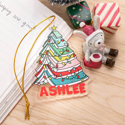 Custom Name Christmas Book Tree Ornament