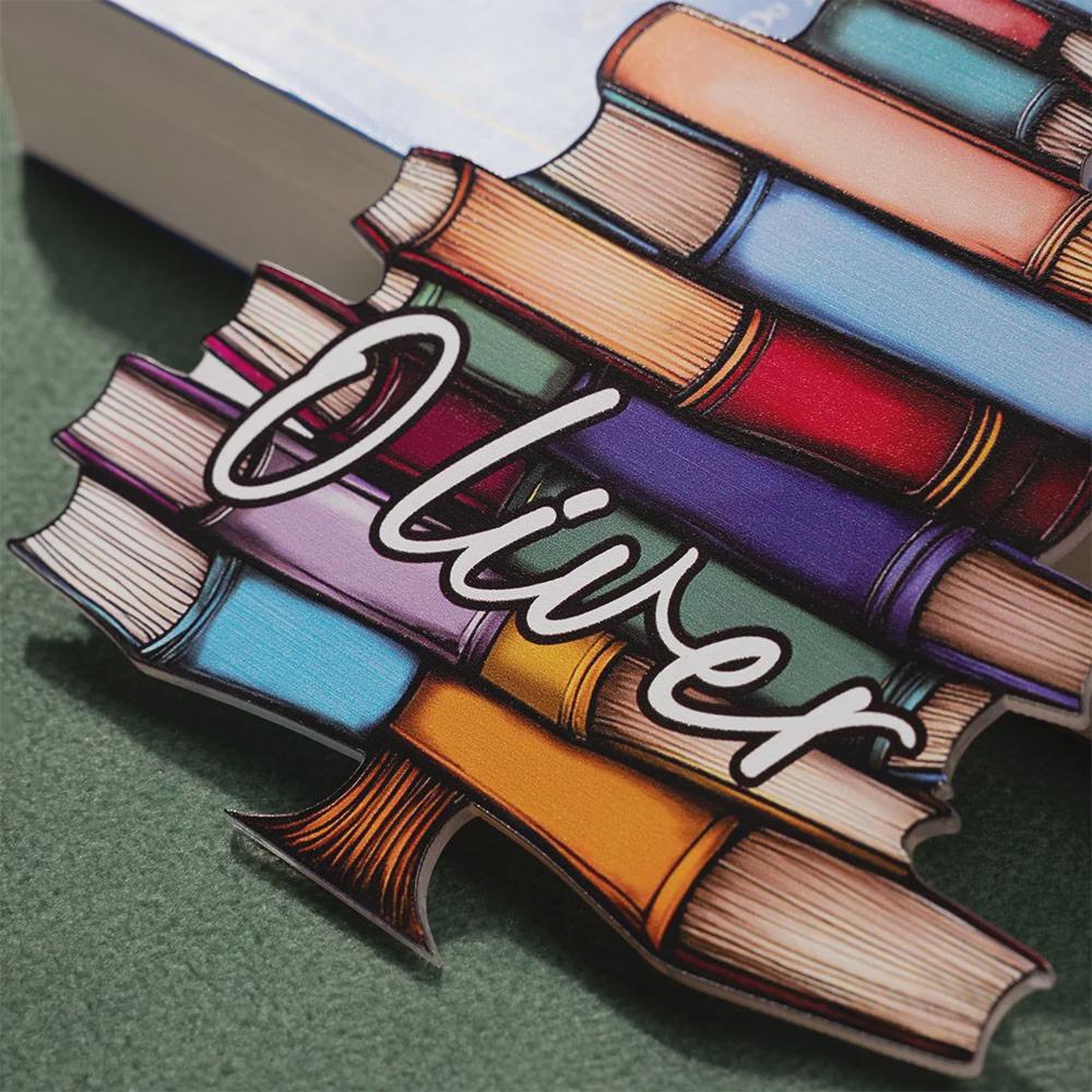 Individuell gestalteter Bücherbaumschmuck mit Namen, personalisierte Acryl-Weihnachtsdekoration für Bücherregale, Geschenk für Bücherliebhaber, Bibliothekare und Leseratten