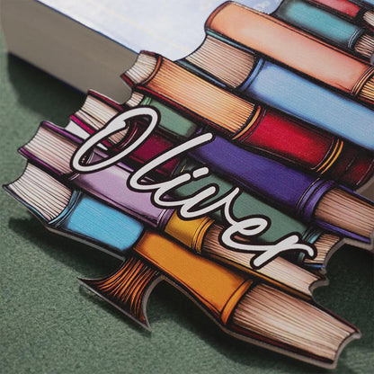 Individuell gestalteter Bücherbaumschmuck mit Namen, personalisierte Acryl-Weihnachtsdekoration für Bücherregale, Geschenk für Bücherliebhaber, Bibliothekare und Leseratten