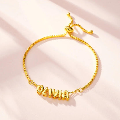 Personalized 3D Bubble Letter Name Chain Bracelet