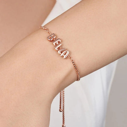 Personalized 3D Bubble Letter Name Chain Bracelet