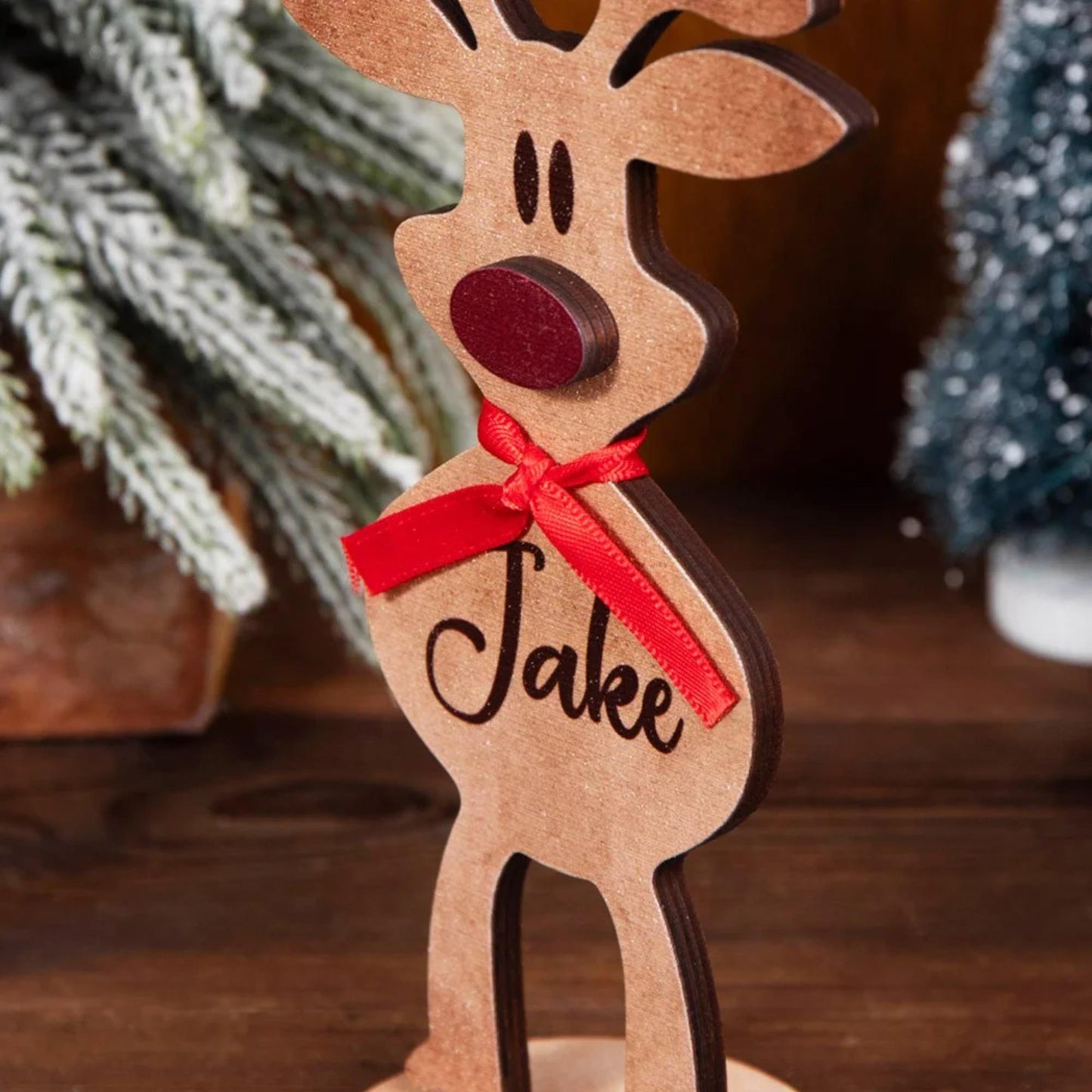Personalized Freestanding Reindeer Family Christmas Decoration