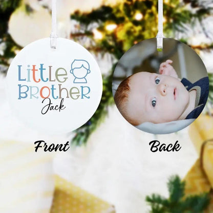 Weihnachtsbaumschmuck zum Aufhängen mit Foto für Geschwister, Ideen für personalisierte Weihnachtskugeln mit Foto, Weihnachtsdeko für die ganze Familie mit Foto