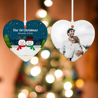 Personalisierte Weihnachtskugel mit Foto für Paare, individuell gestaltete Schneemann-Weihnachtskugel, Hochzeits- und Neujahrsgeschenk