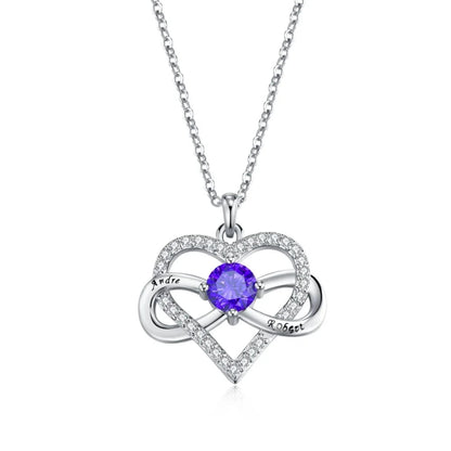 Infinity Heart Necklace with Names & Birthstone