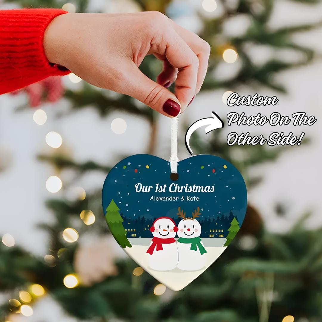 Personalisierte Weihnachtskugel mit Foto für Paare, individuell gestaltete Schneemann-Weihnachtskugel, Hochzeits- und Neujahrsgeschenk