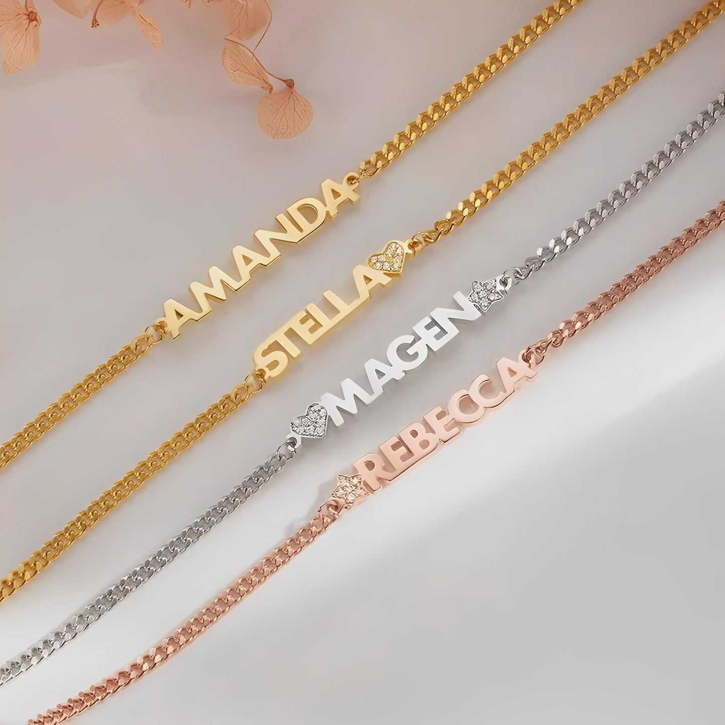 Custom Chunky Name Bracelet with Heart or Star