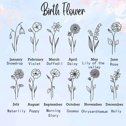 Outline Birth Flower Notebook with Engraved Name & Wooden Pen