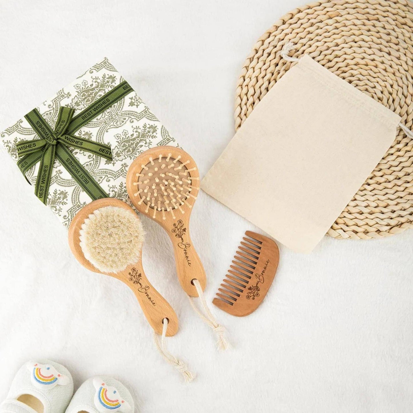 Personalized Birth Flower Baby Brush & Comb Set