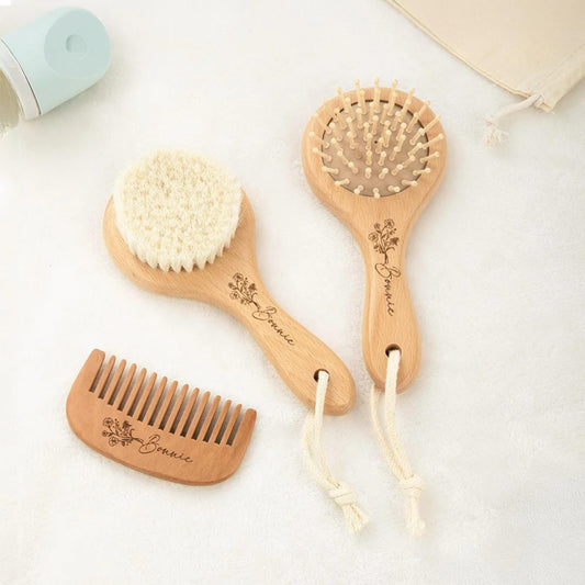 Personalized Birth Flower Baby Brush & Comb Set