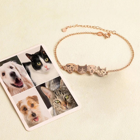 Pet Portrait Bracelet with Custom Names
