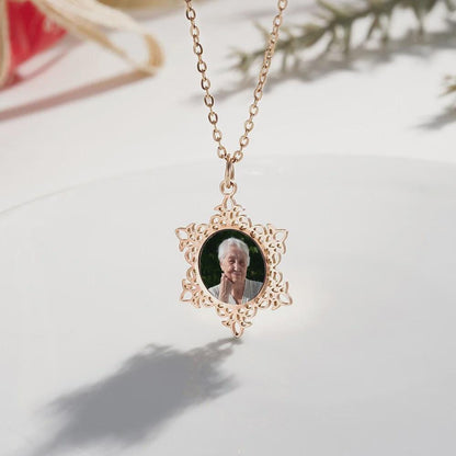 Custom Photo Snowflake Necklace