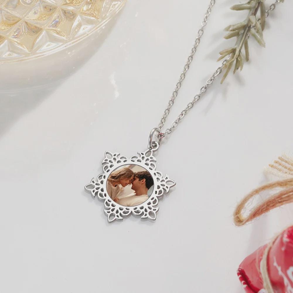 Custom Photo Snowflake Necklace