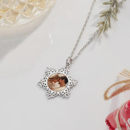 Custom Photo Snowflake Necklace