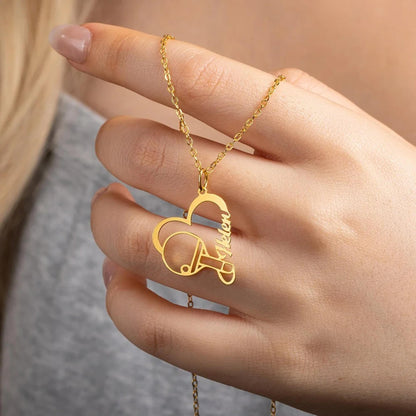 Custom Name Racket Sports Heart Pendant