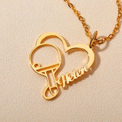 Custom Name Racket Sports Heart Pendant