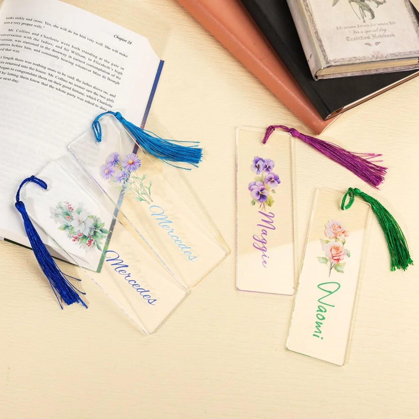 Personalized Birth Flower Bookmark with Tassel