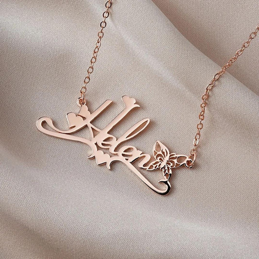 Whimsy Birth Butterfly Necklace with Name
