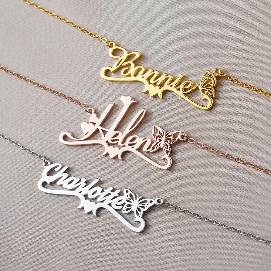 Whimsy Birth Butterfly Necklace with Name