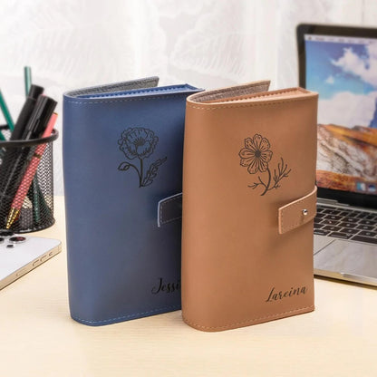 Personalized Birth Flower Travel Charger Cable Organizer