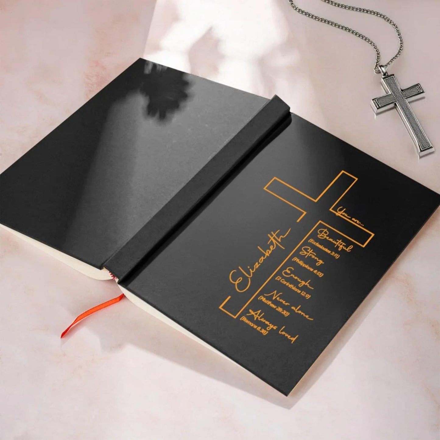 Name Cross and Bible Verse Hardcover Notebook