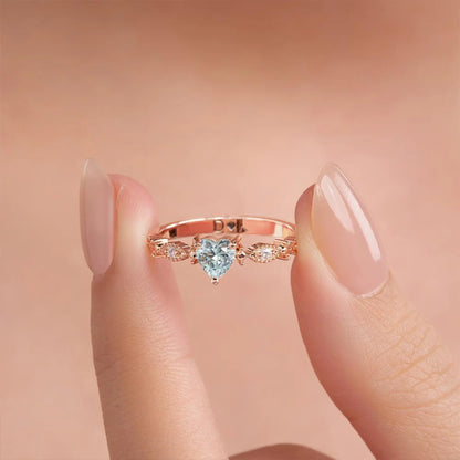 Custom Name Promise Ring with Heart Birthstone