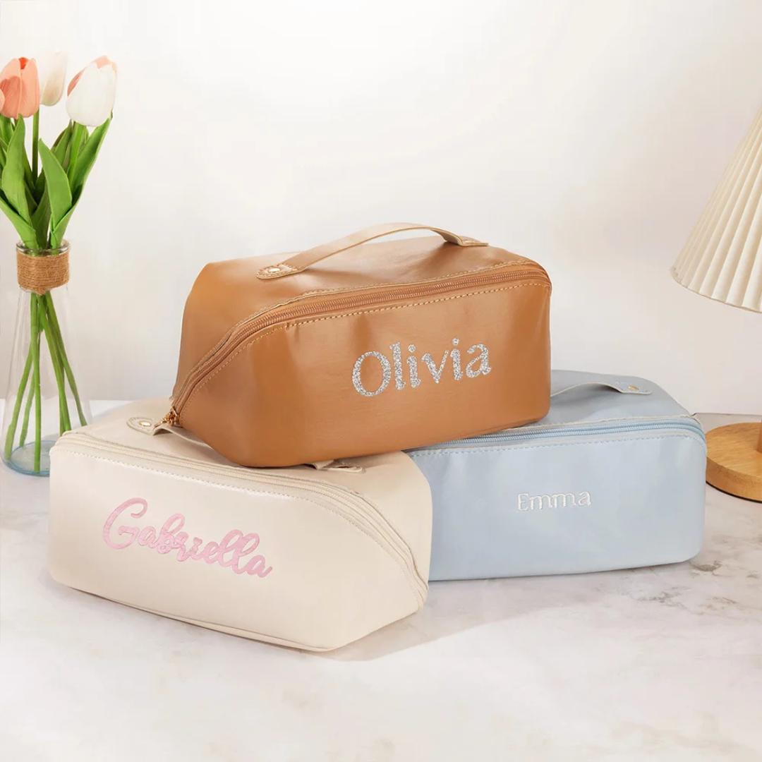 Custom Name Vegan Leather Toiletry Bag