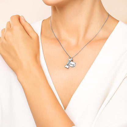 Personalisierte Halskette mit Namensanhänger für Haustiere, Halskette aus Sterlingsilber mit Hundeknochen- und Katzenkopfanhängern und Pfotenabdruck, Schmuck für Hunde-/Katzenmütter oder Tierliebhaber