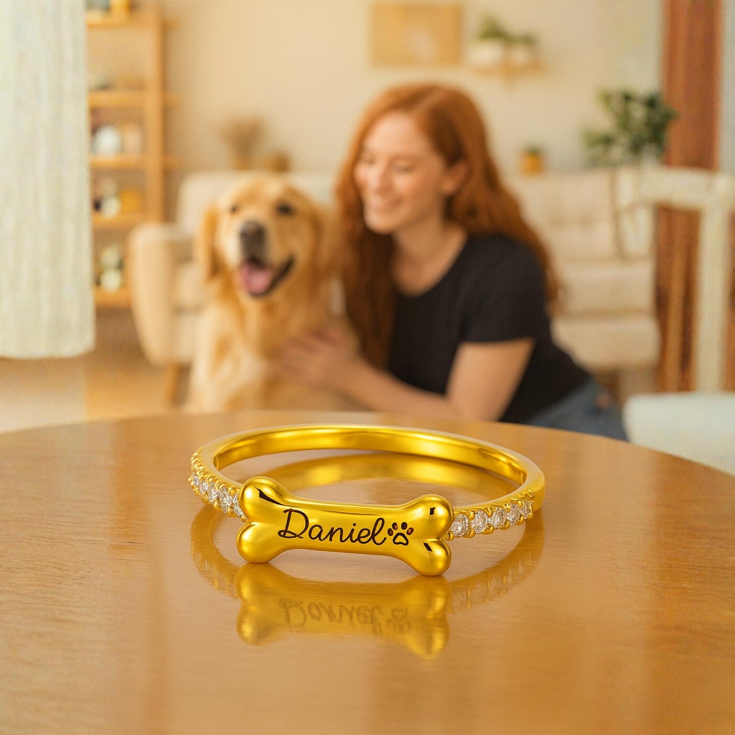 Personalized Bone Shaped Name Ring in Silver