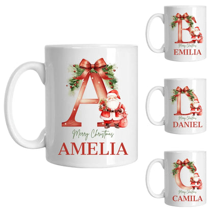 Custom Name Santa Claus Christmas Mug with Initial