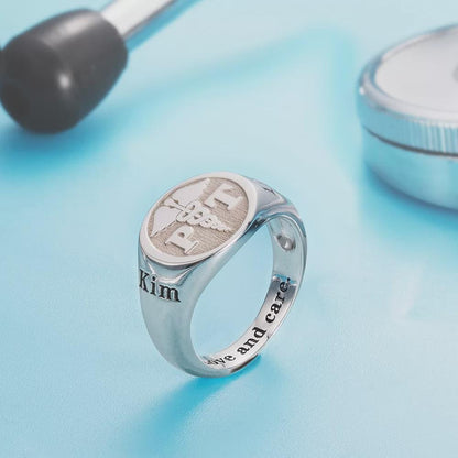 Custom Caduceus Medical Ring, Personalized Doctor or Nurse Signet Ring