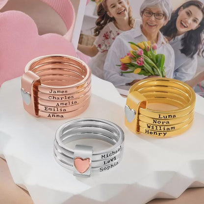 Custom Rustic Heart Stacking Rings