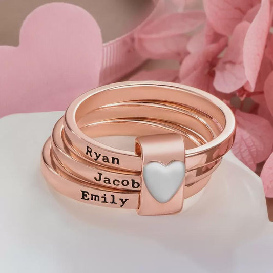 Custom Rustic Heart Stacking Rings