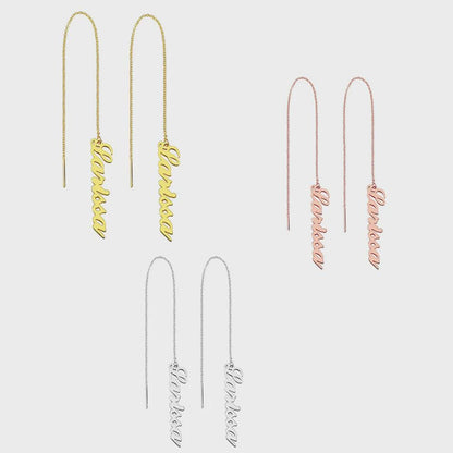Custom Drop Earrings with Vertical Name