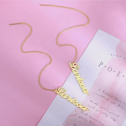 Custom Drop Earrings with Vertical Name