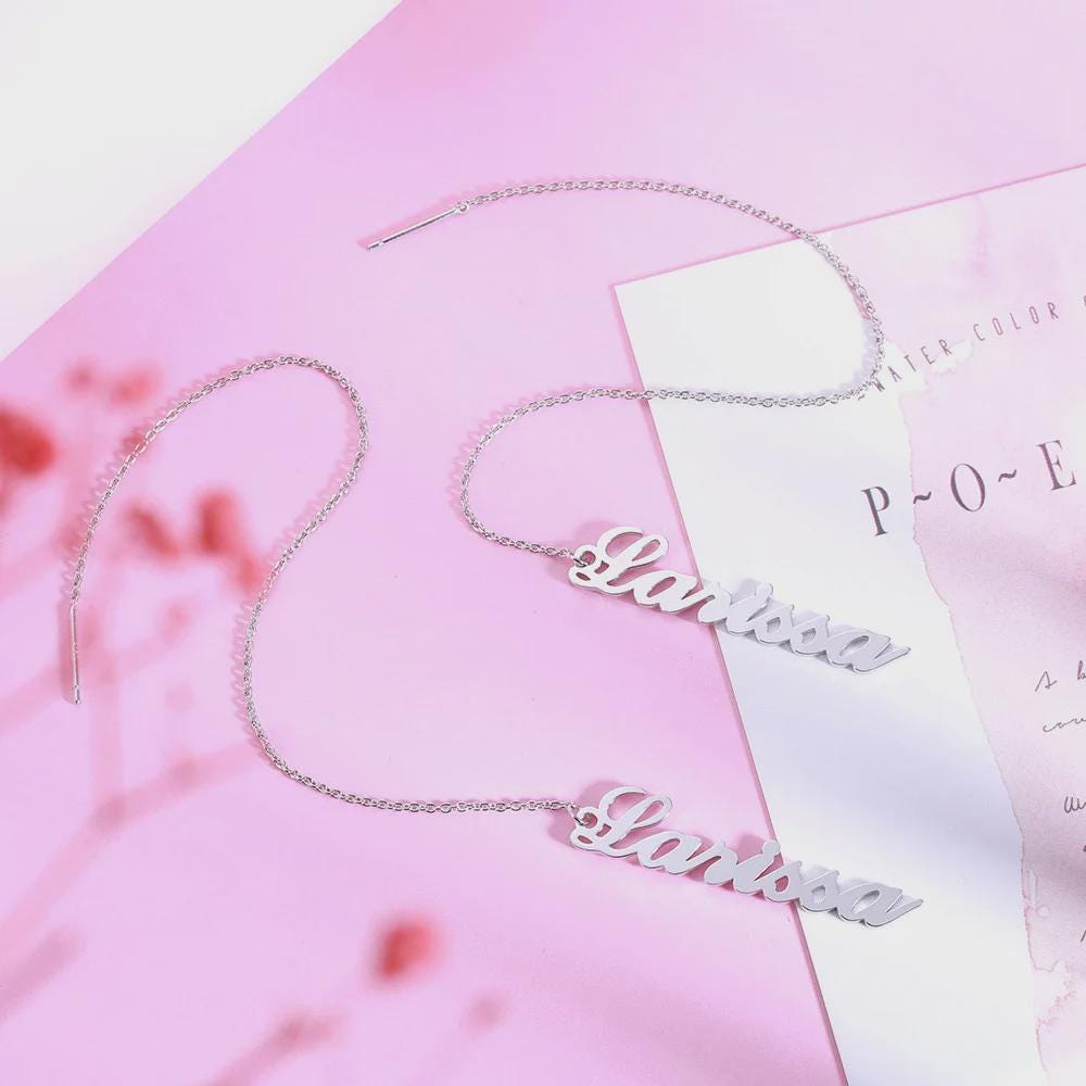Custom Drop Earrings with Vertical Name